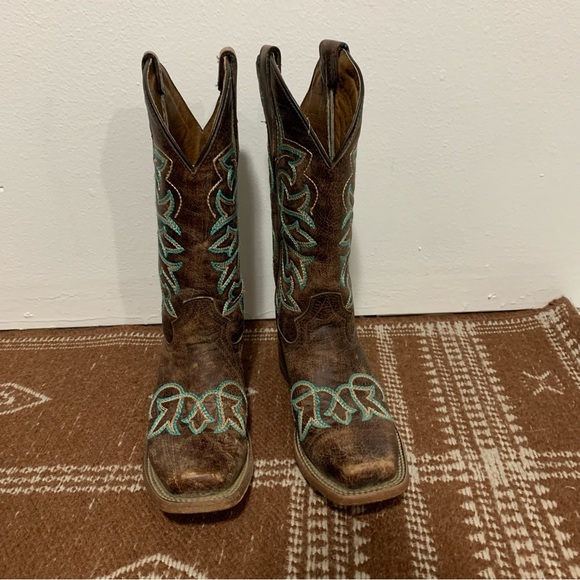Circle G Brown & Turquoise Western Cowgirl Boots L5640 - Picture 3 of 8